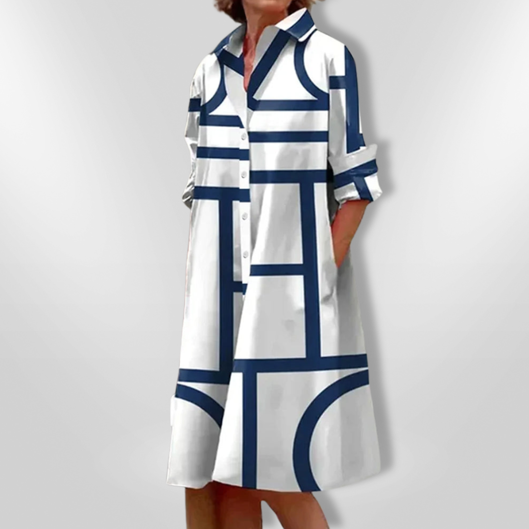 CHEZKA™ - Robe Midi Géométrique Élégante