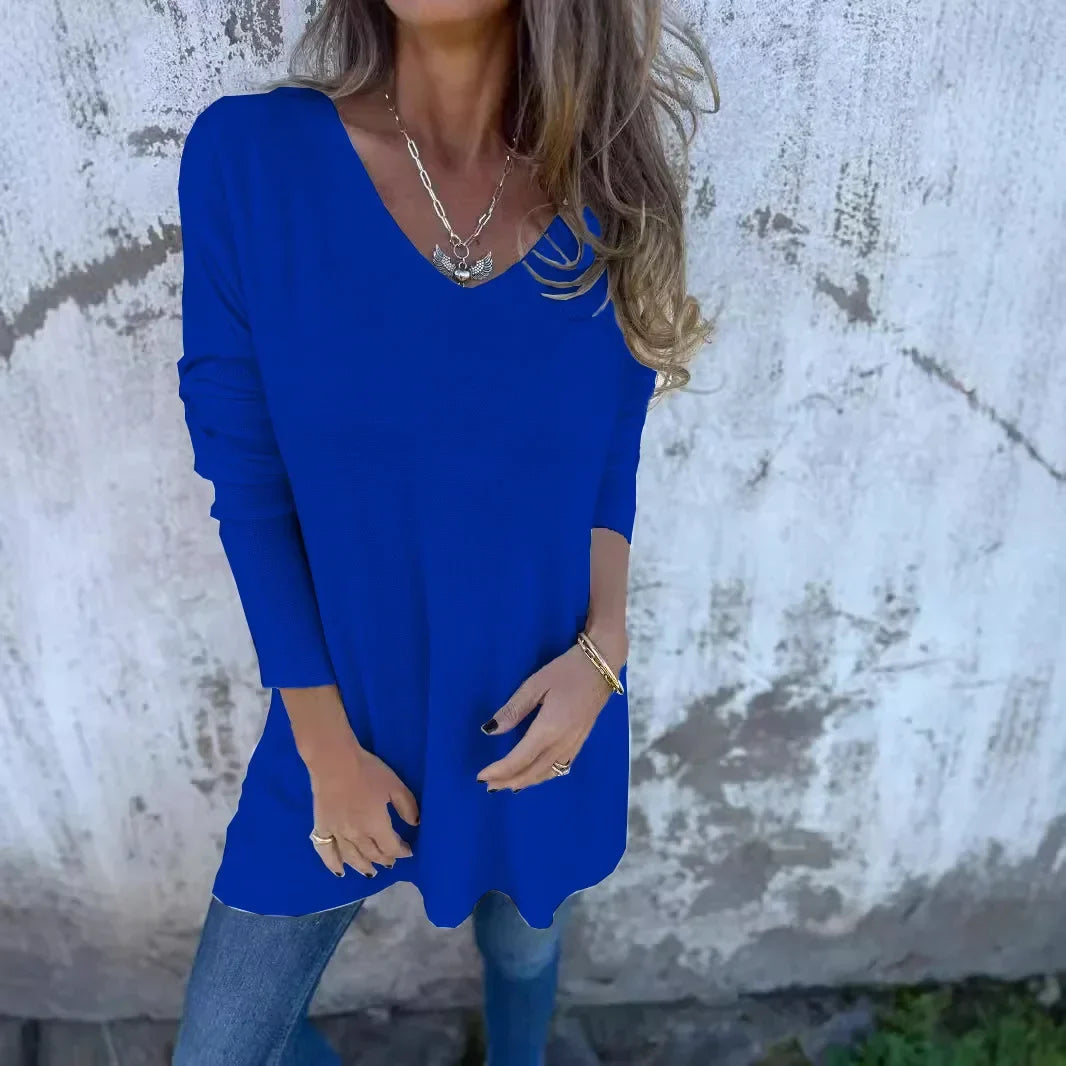 Leona™ | Luźna tunika dzianinowa z dekoltem w serek